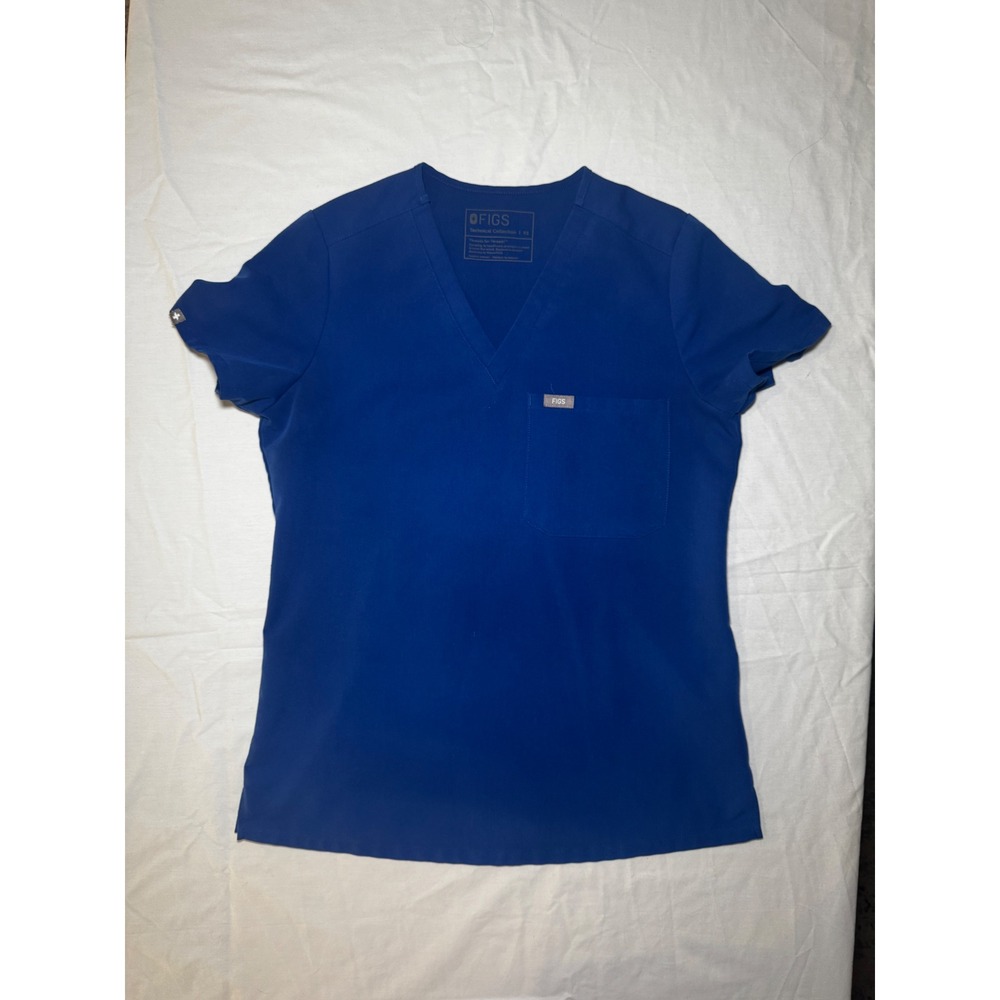 FIGS Winning Blue Catarina One Pocket V-Neck Scrub Top Womens XS